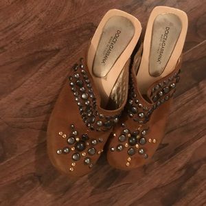 Dolce and Gabbana, Sued Studded Clogs